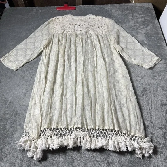 Roller Rabbit Lucknow Seraphina Beach Cover Up Small White Tassle Tunic - Picture 6 of 10